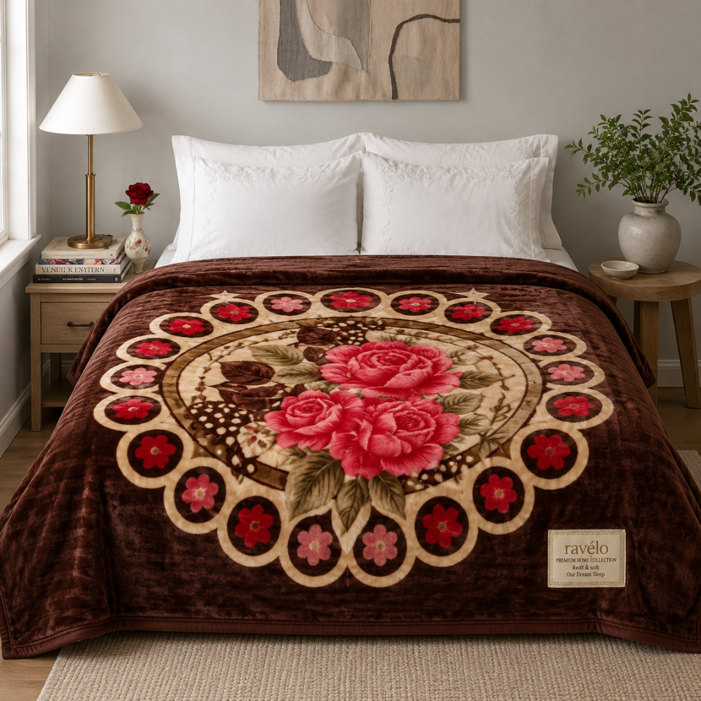 Luxury Floral King Size Mink Blanket