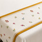 Elegant White Bedsheet Set with Mustard Border & Delicate Floral Embroidery