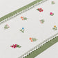 Elegant White Bedsheet Set with Sage Green Border & Floral Print
