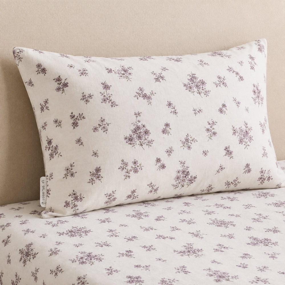 Classic Ivory Floral Print Bedsheet Set with Matching Pillow Covers