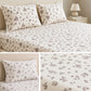 Classic Ivory Floral Print Bedsheet Set with Matching Pillow Covers