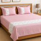 Pink Gingham Check Bedcover Set with Delicate Floral Accents