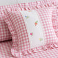 Pink Gingham Check Bedcover Set with Delicate Floral Accents