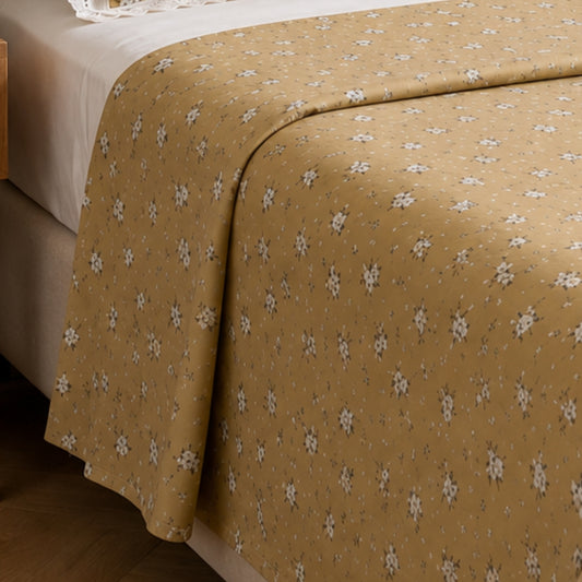 Mustard Bloom Floral Bedding Set with Lace Trim