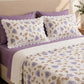 Lavender Bloom Floral King Size Bedsheet Set with Lace Detail
