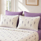 Lavender Stripe Floral King Size Bedsheet Set with Lace Detail