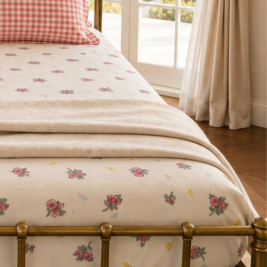 Rose Gingham Floral King Size Bedsheet Set